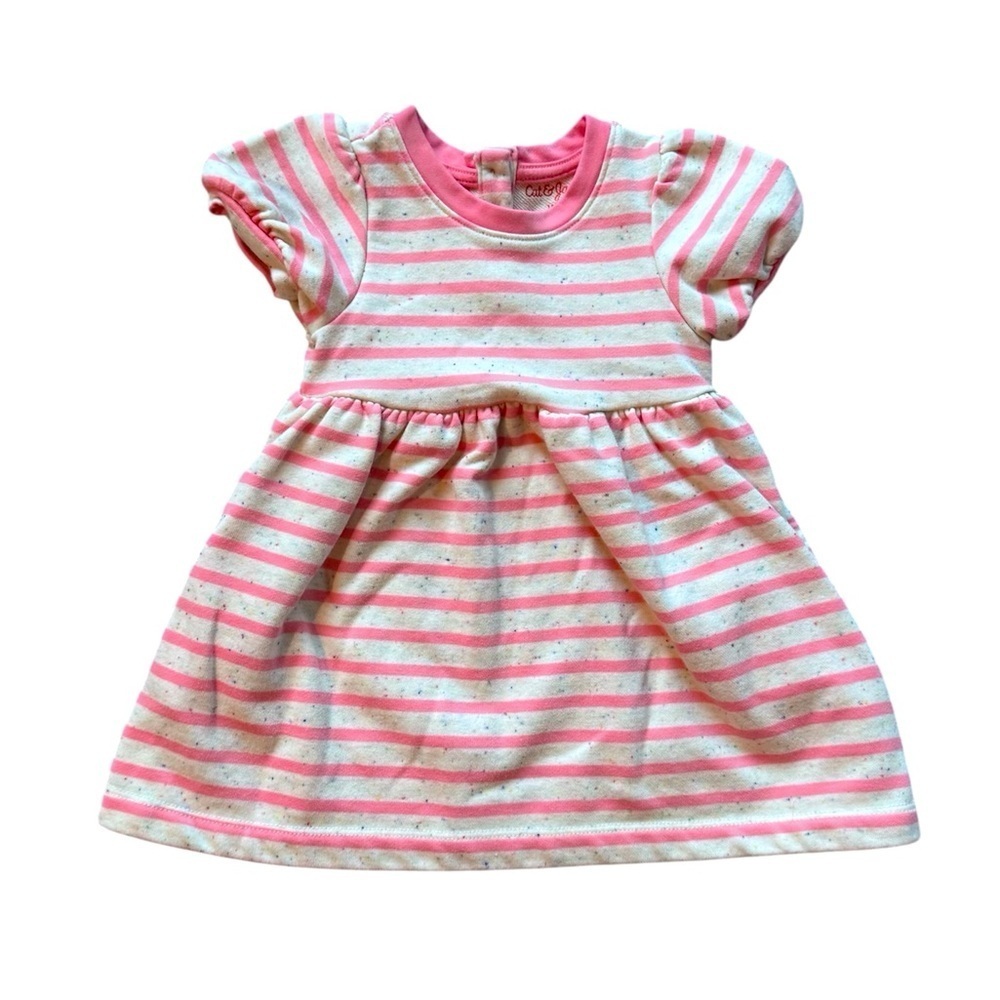 Cat & Jack toddler girl dress striped short sleeve pink dress 18 months